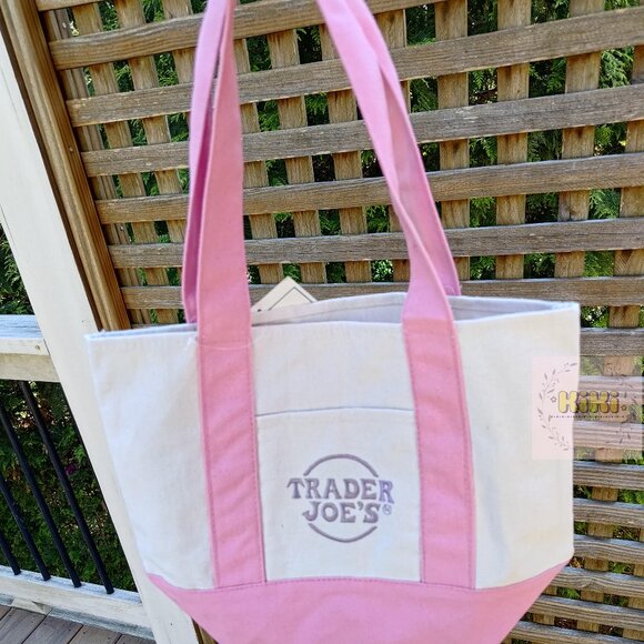 Trader Joe'S Handbags - Delicate pink Trader Joe’s Mini Pastel Canvas Tote Bag